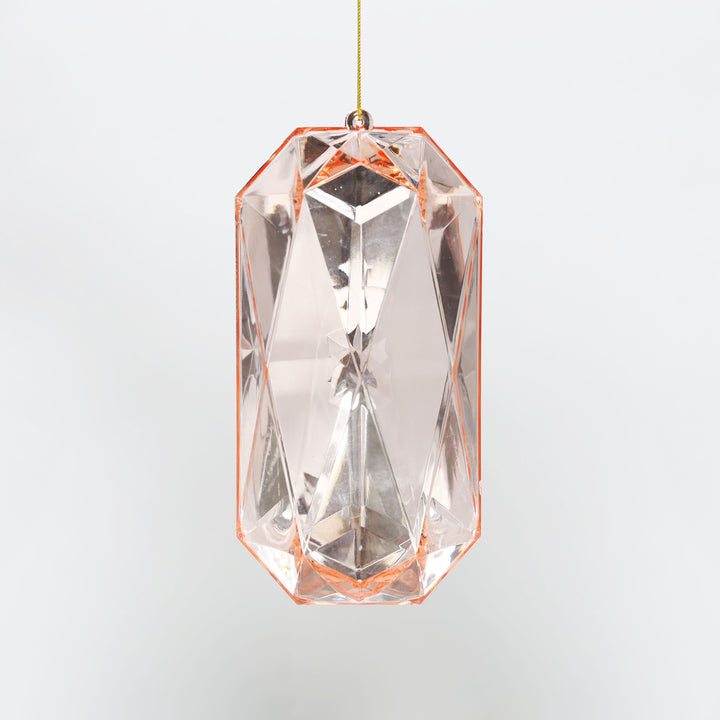 Pale Pink Emerald Cut Gem Christmas Hanging Decoration