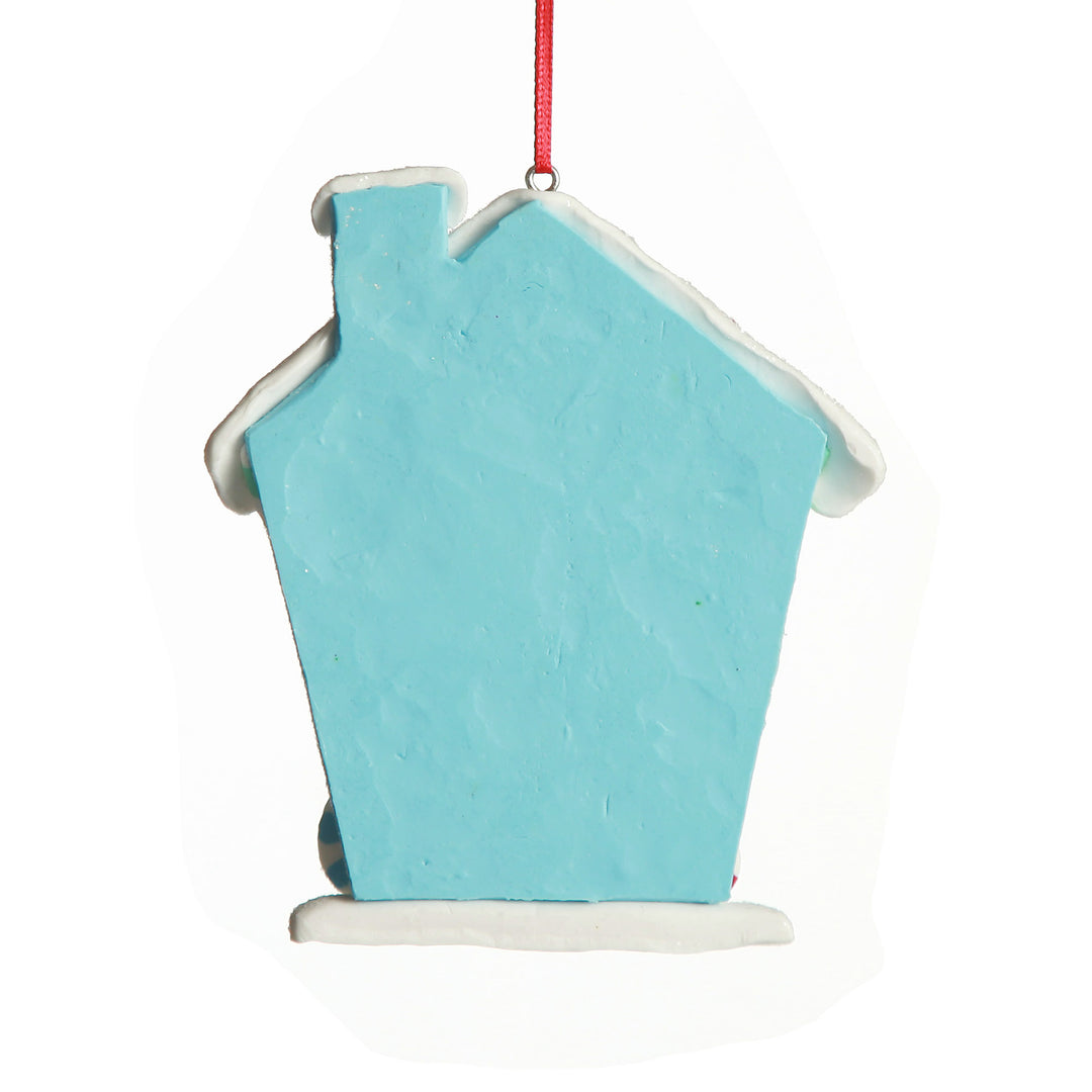 Pastel Blue Candy Gingerbread House Tree Decoration
