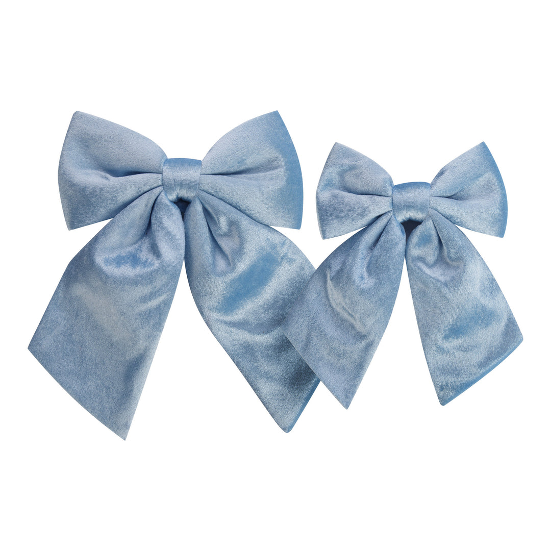 Pastel Blue Padded Velvet Bow