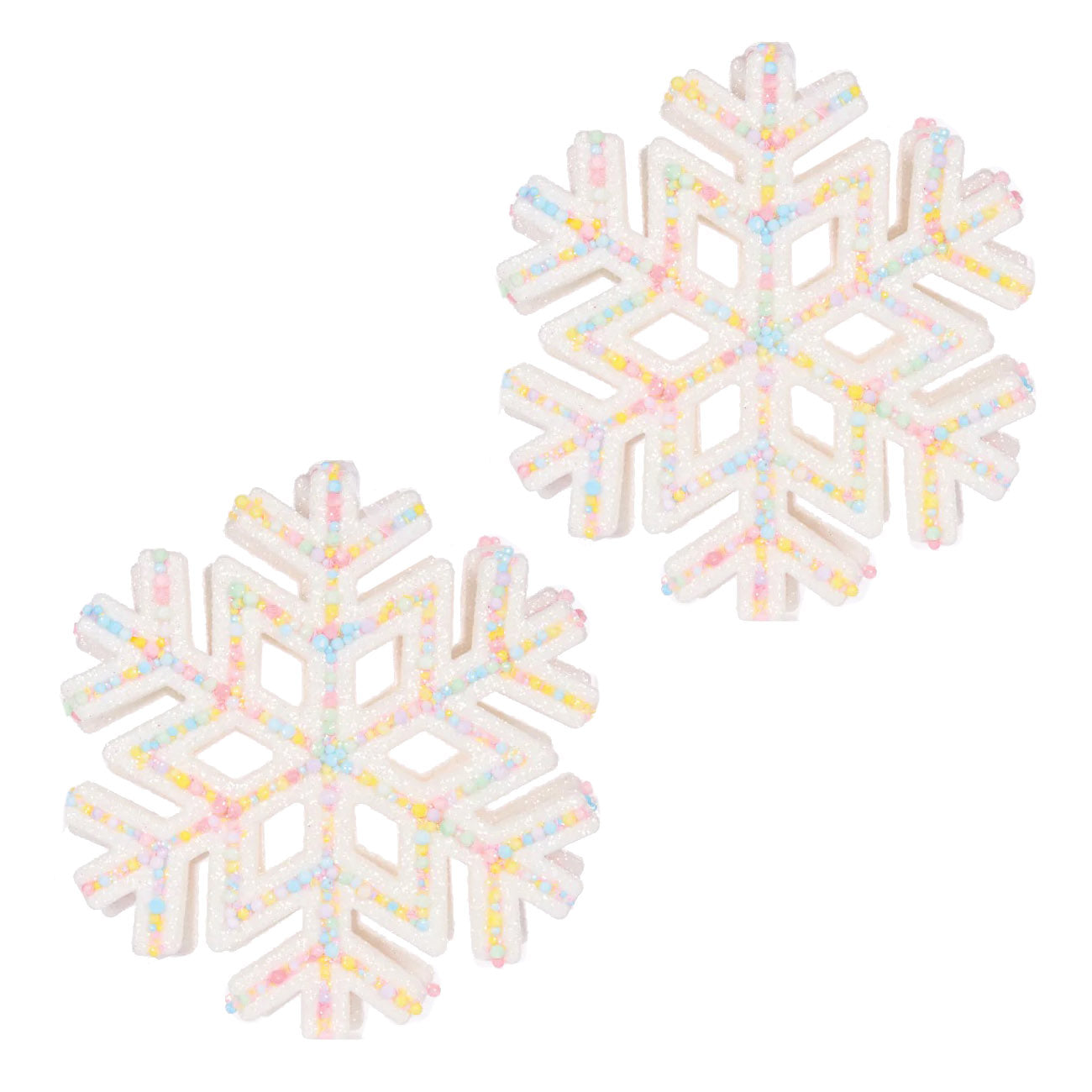 Pastel Frosted Snowflake Decoration - Set of 2