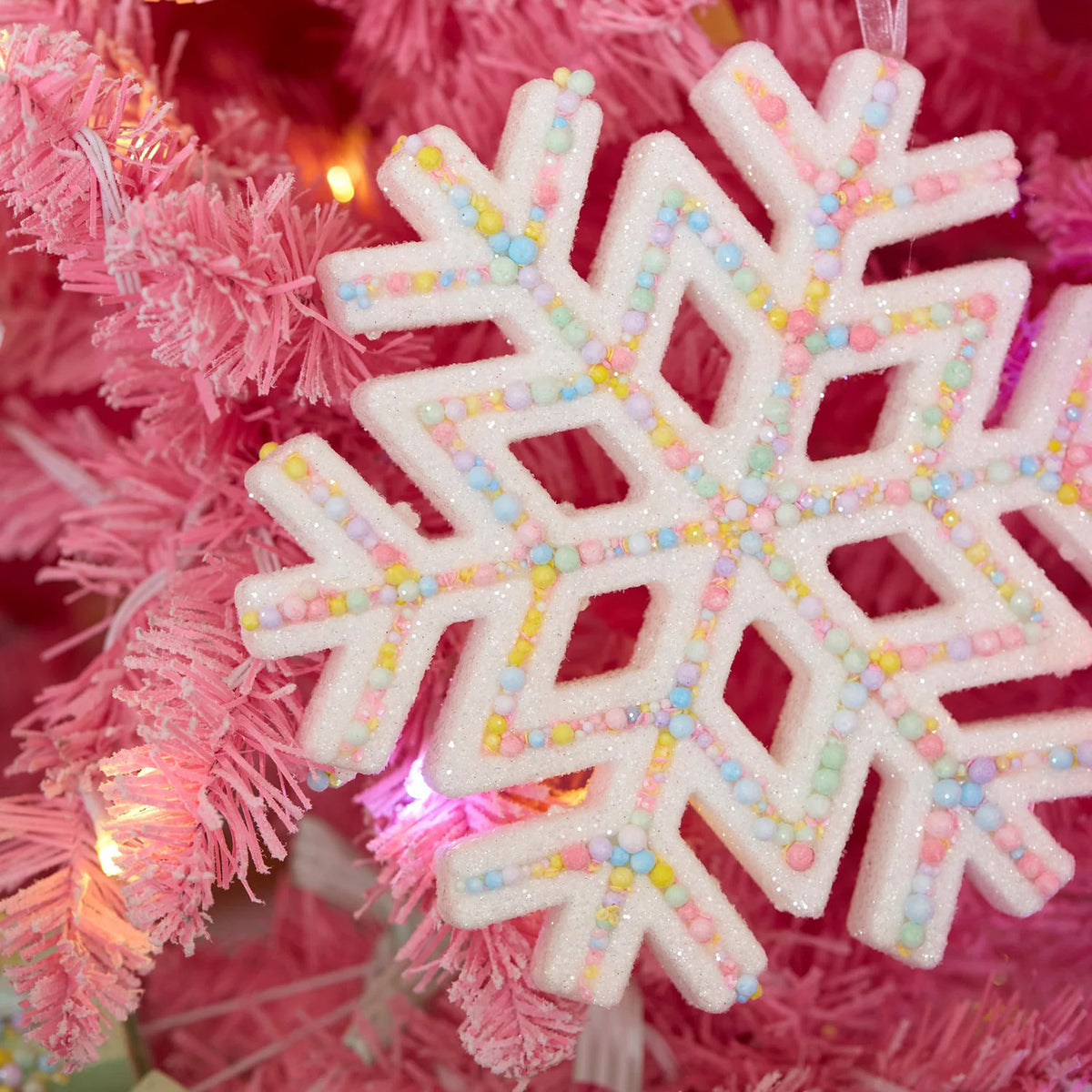 Pastel Frosted Snowflake Decoration - Set of 2