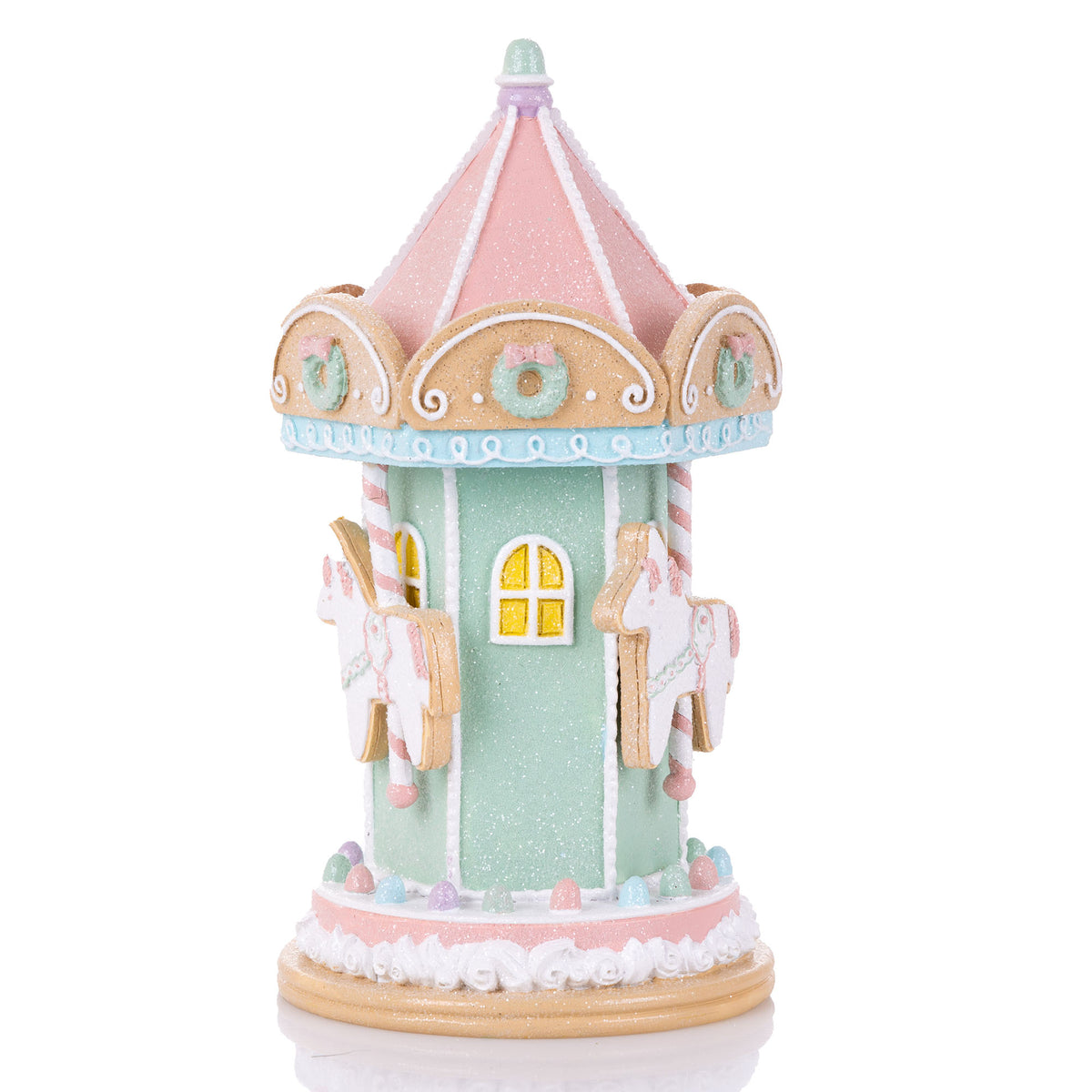 Pastel Gingerbread Carousel Ornament - 22cm(H)