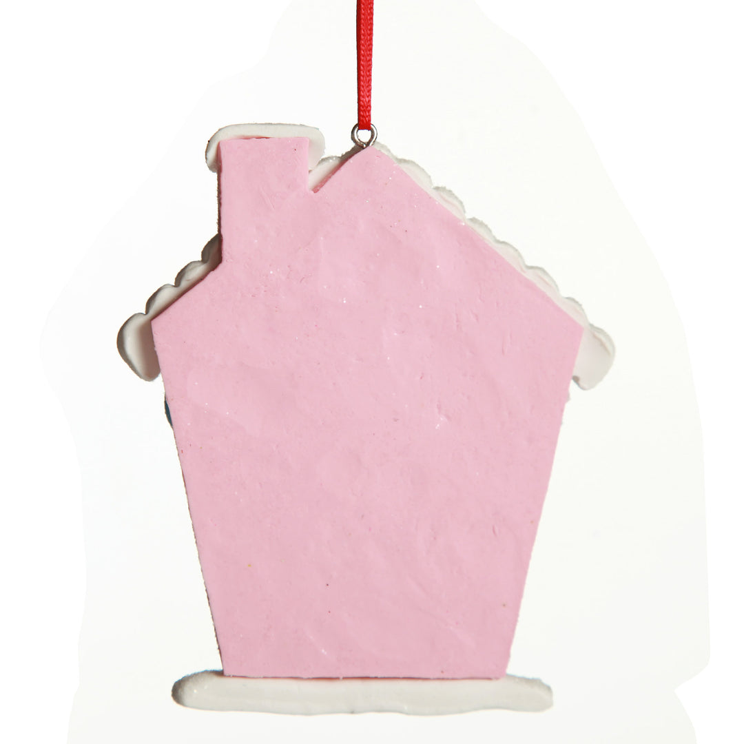 Pastel Pink Candy Gingerbread House Tree Decoration