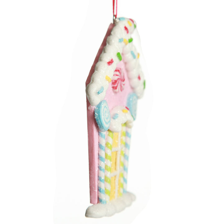 Pastel Pink Candy Gingerbread House Tree Decoration