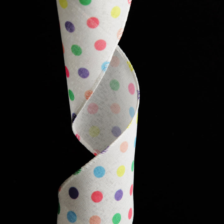 Pastel Polka Dot Ribbon with Wired Edge