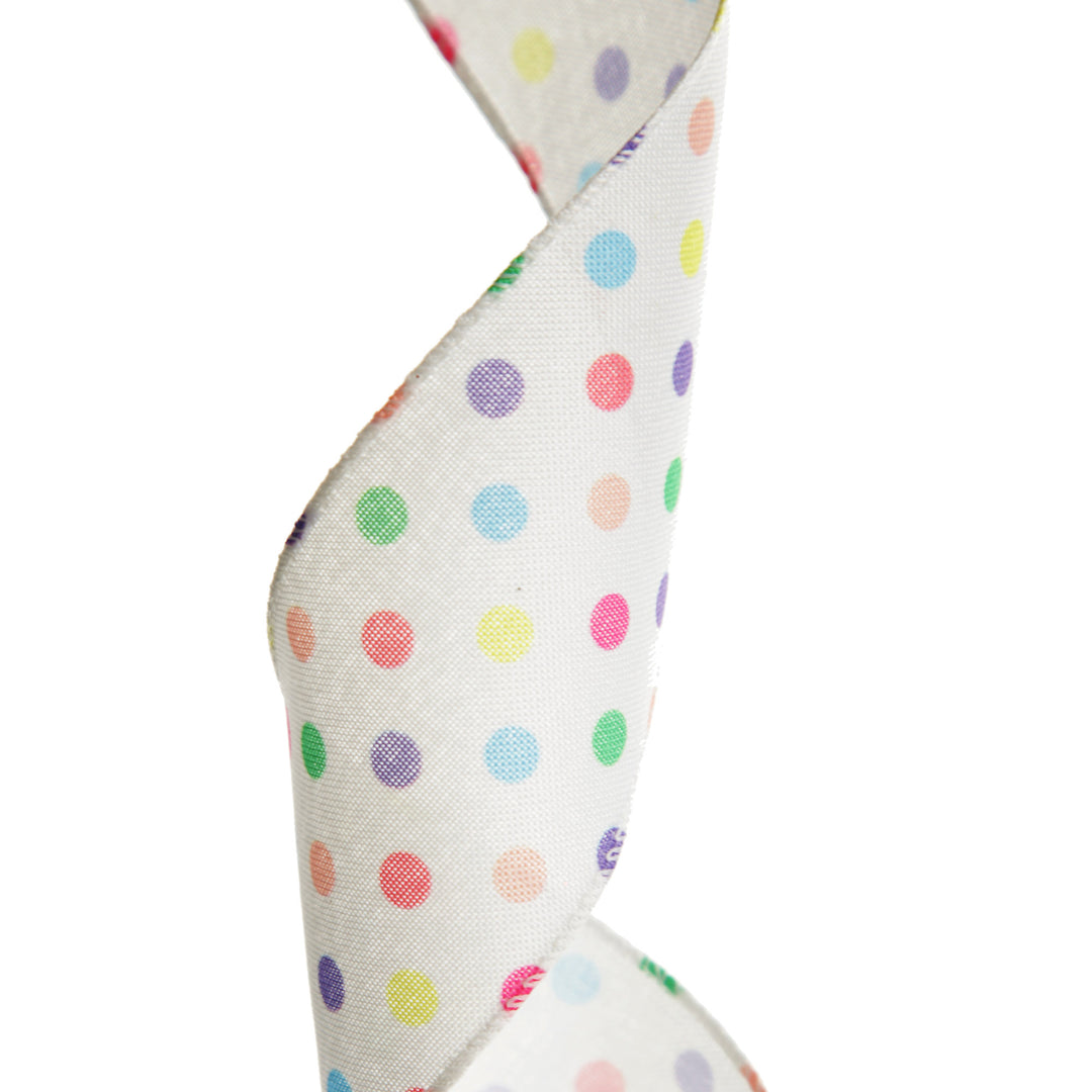 Pastel Polka Dot Ribbon with Wired Edge