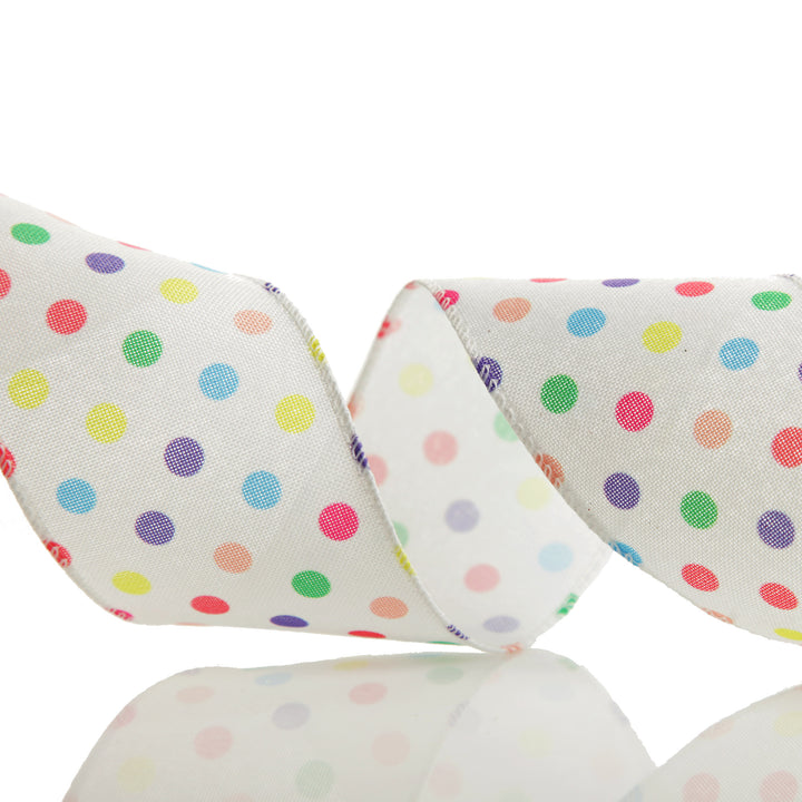 Pastel Polka Dot Ribbon with Wired Edge