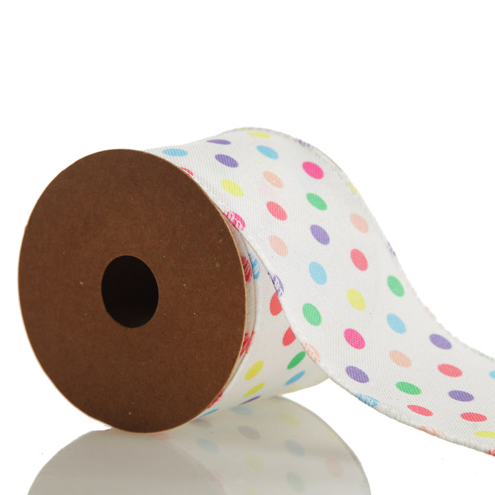 Pastel Polka Dot Ribbon with Wired Edge