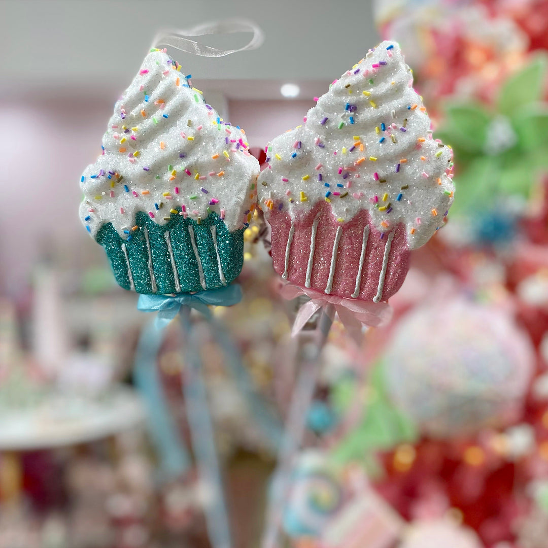Pastel Sprinkle Cupcake Tree Pick - Set of 2