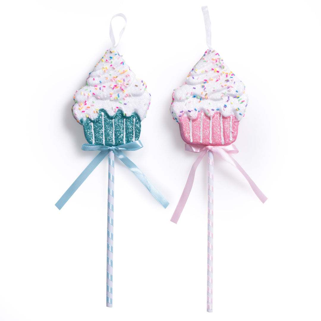 Pastel Sprinkle Cupcake Tree Pick - Set of 2