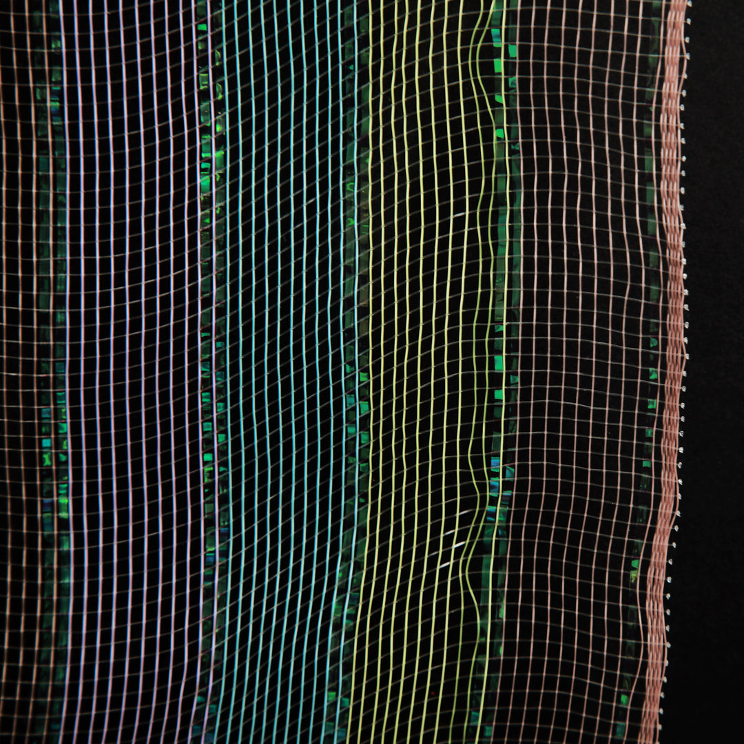 Pastel Stripe Metallic Thread Decomesh Roll