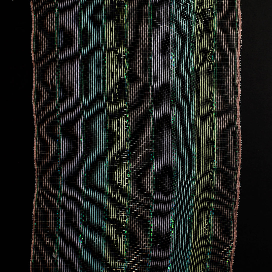 Pastel Stripe Metallic Thread Decomesh Roll