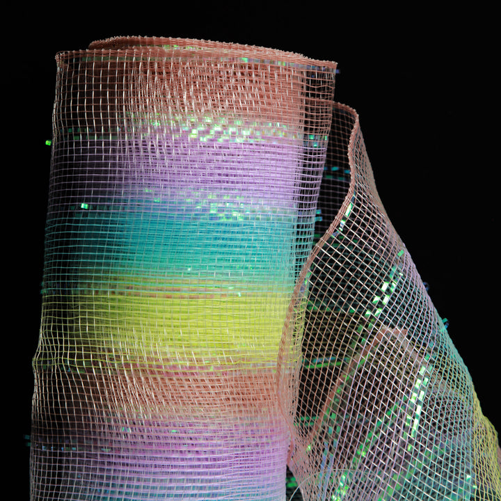 Pastel Stripe Metallic Thread Decomesh Roll