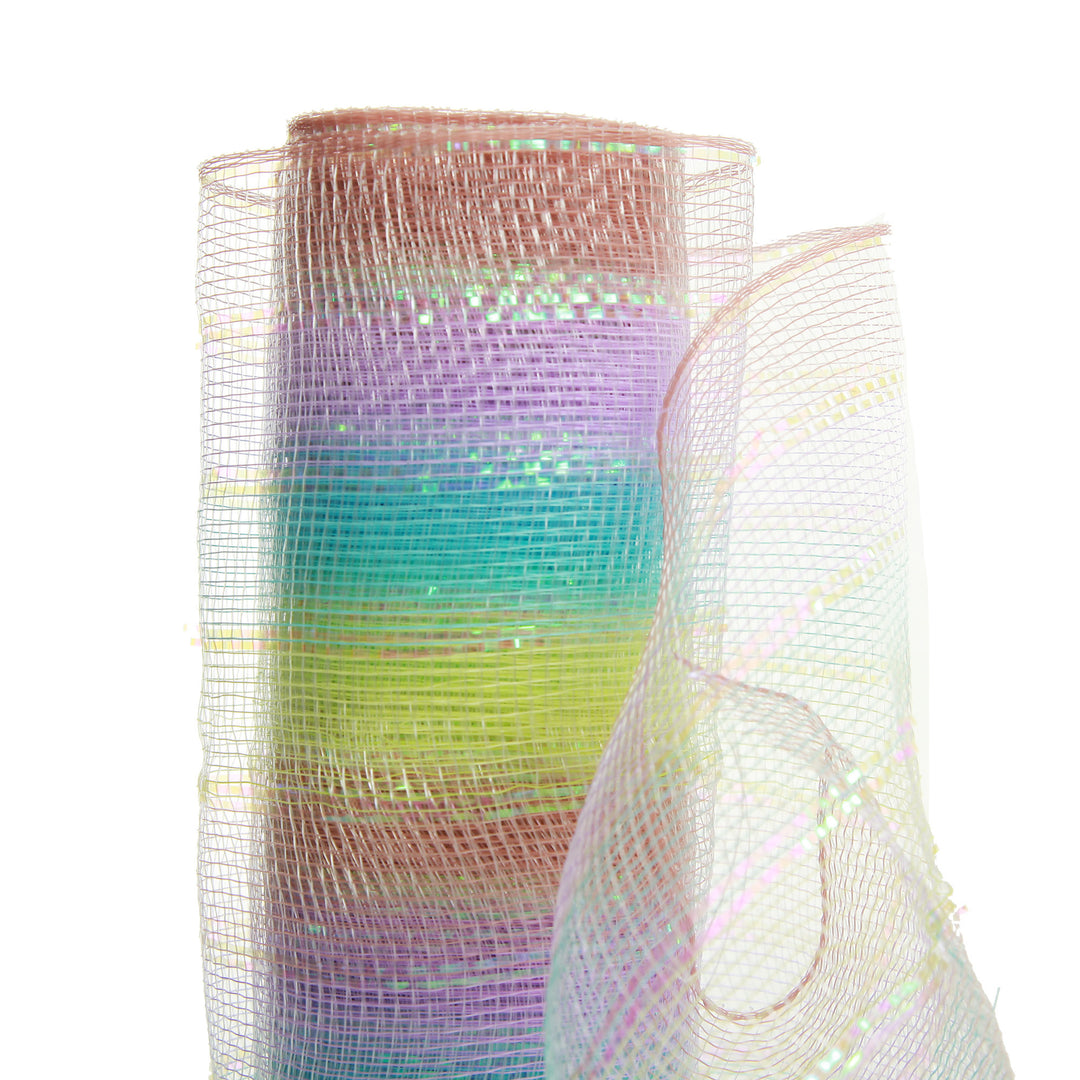 Pastel Stripe Metallic Thread Decomesh Roll