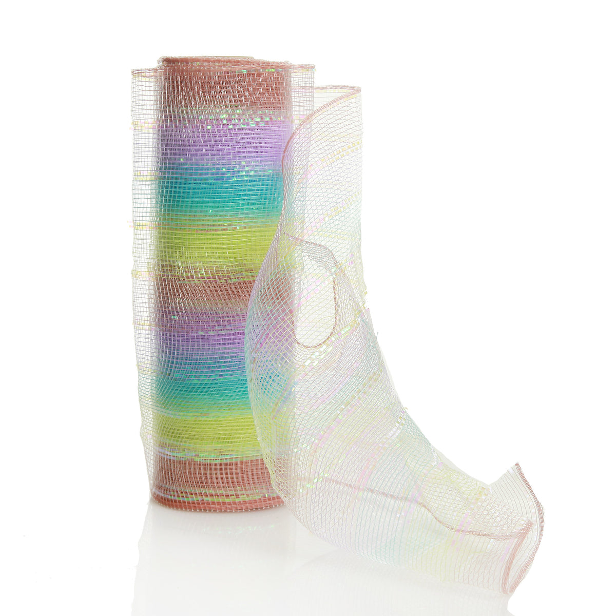 Pastel Stripe Metallic Thread Decomesh Roll