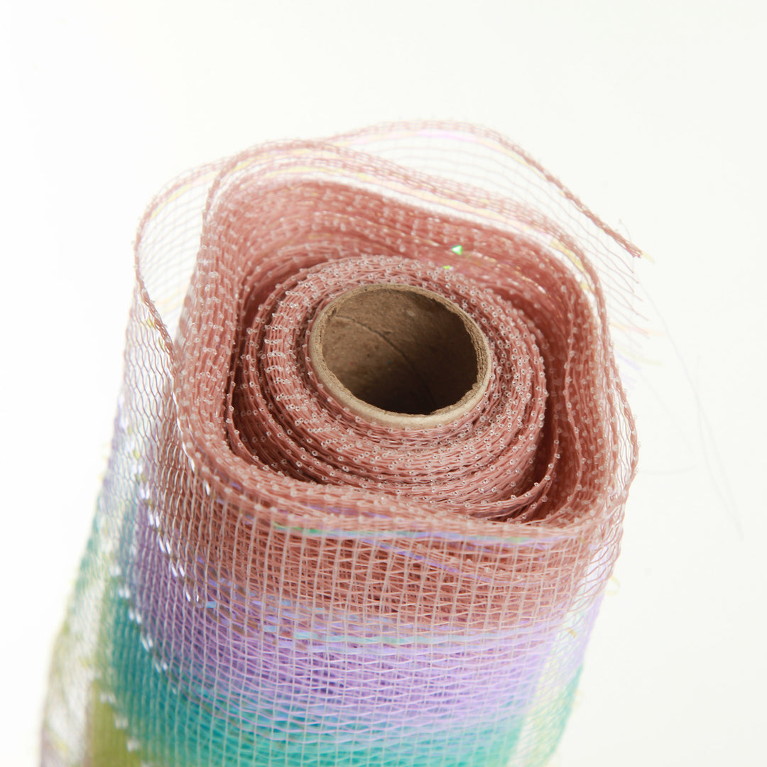Pastel Stripe Metallic Thread Decomesh Roll