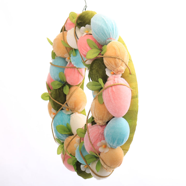 Pastel Velvet Easter Egg and Floral Wreath