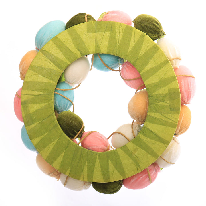 Pastel Velvet Easter Egg and Floral Wreath