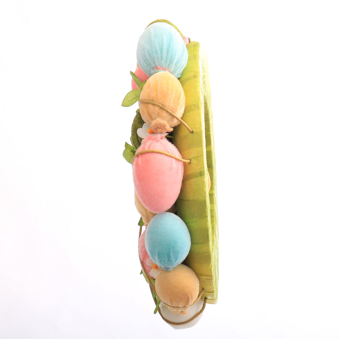 Pastel Velvet Easter Egg and Floral Wreath