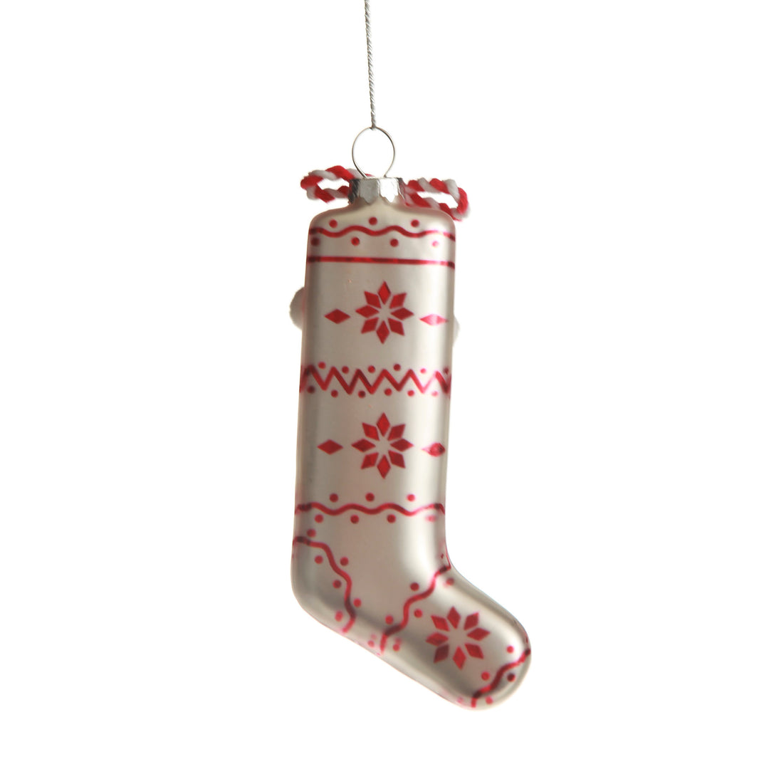 White Patterned Stocking Christmas Decoration