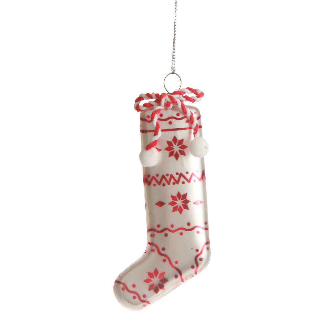 White Patterned Stocking Christmas Decoration
