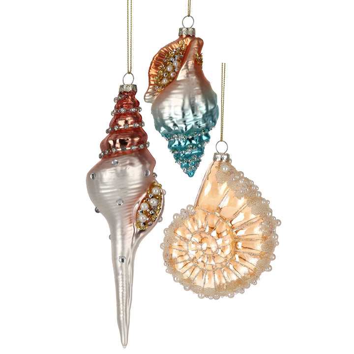Glass Shell Decoration - Set of 3