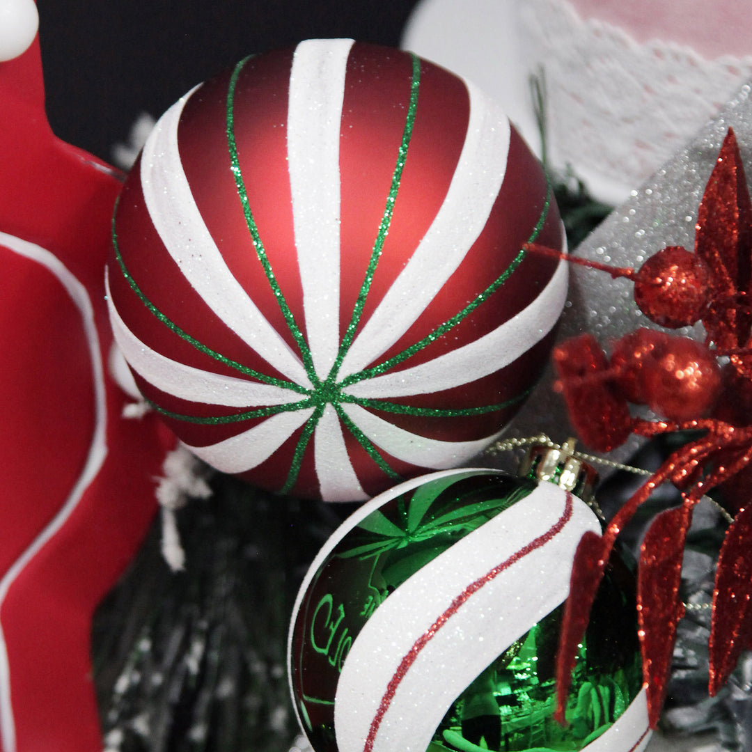 Candy Cane Dots and Stripes Christmas Baubles