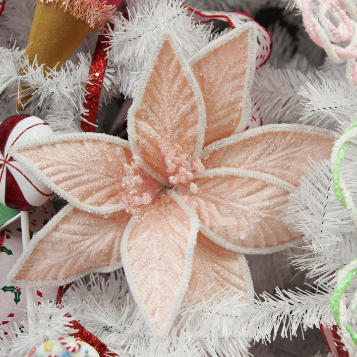 Frosted Pink Flower Clip with White Edge