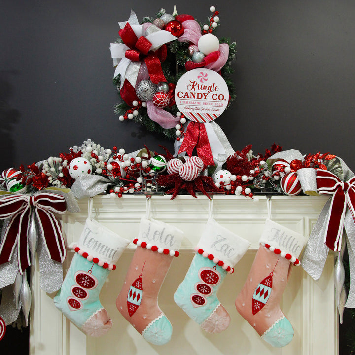 Personalised Peppermint Bauble Christmas Stocking
