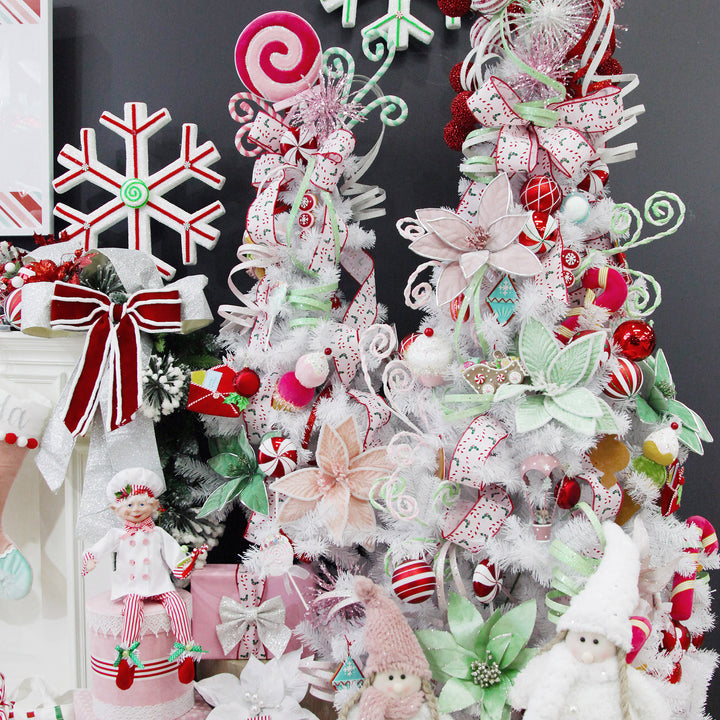 Mint and White Chenille Stick Candy Cane Christmas Pick