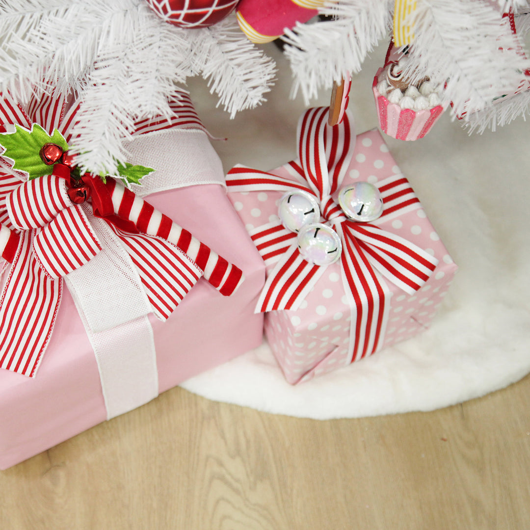 White Faux Fur Christmas Tree Skirt