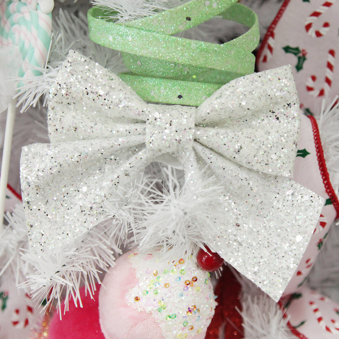 White Glitter Bow - Set of 2