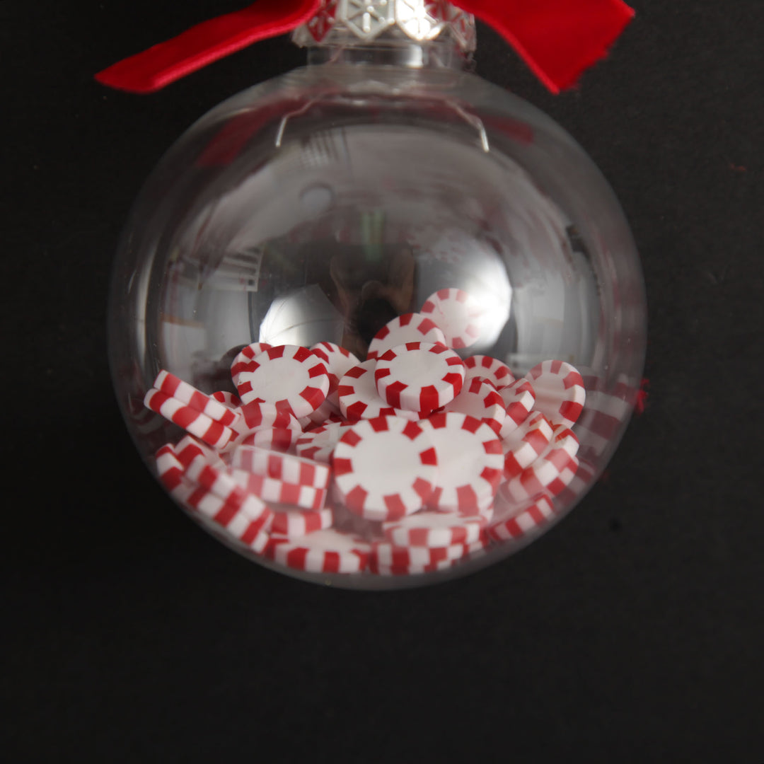 Peppermint Candy Filled Bauble Clear Shatterproof Bauble