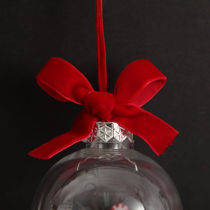 Peppermint Candy Filled Bauble Clear Shatterproof Bauble