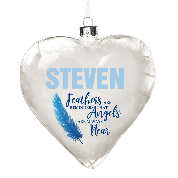 Personalised Feather Glass Heart - Feathers are Reminders
