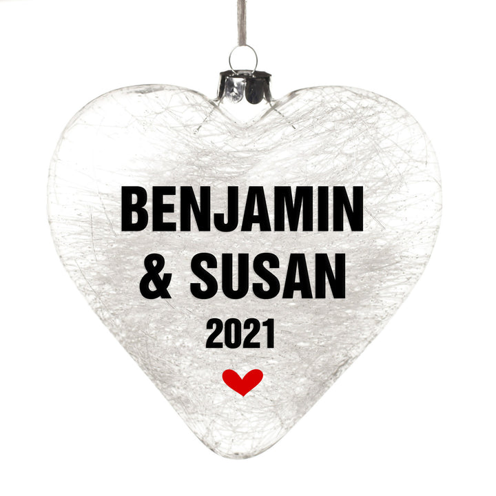 Personalised Icicle Glass Heart - Our First Christmas Together