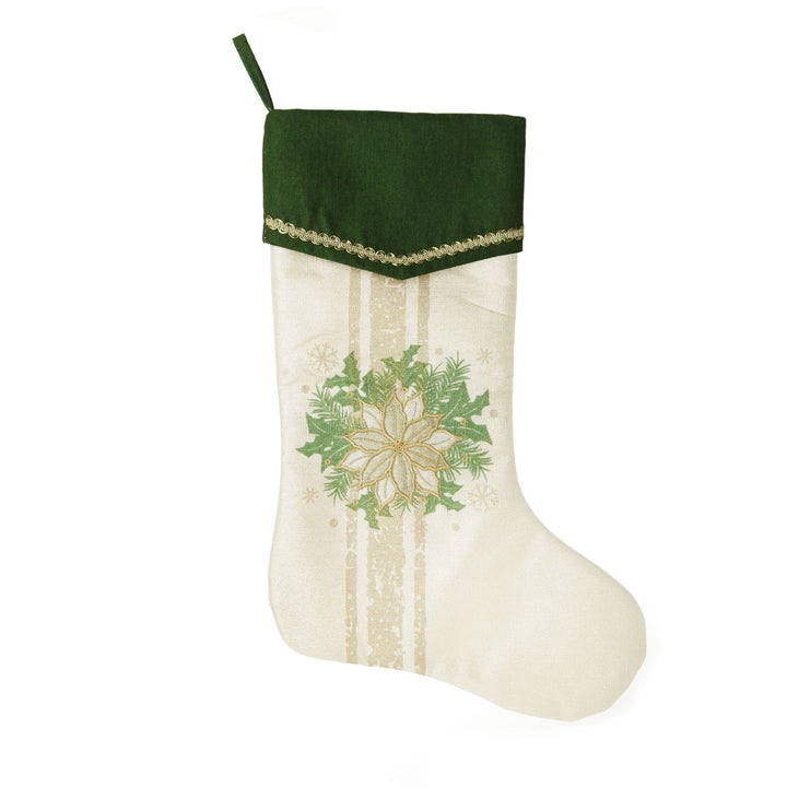 Personalised Green and Gold Mistletoe Christmas Stocking
