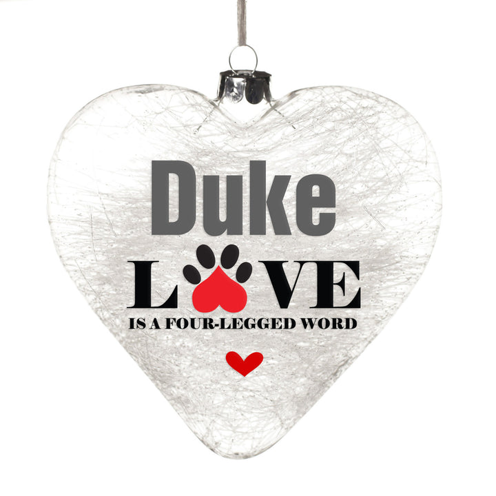 Personalised Dog Glass Heart - Love is a Four Legged Word