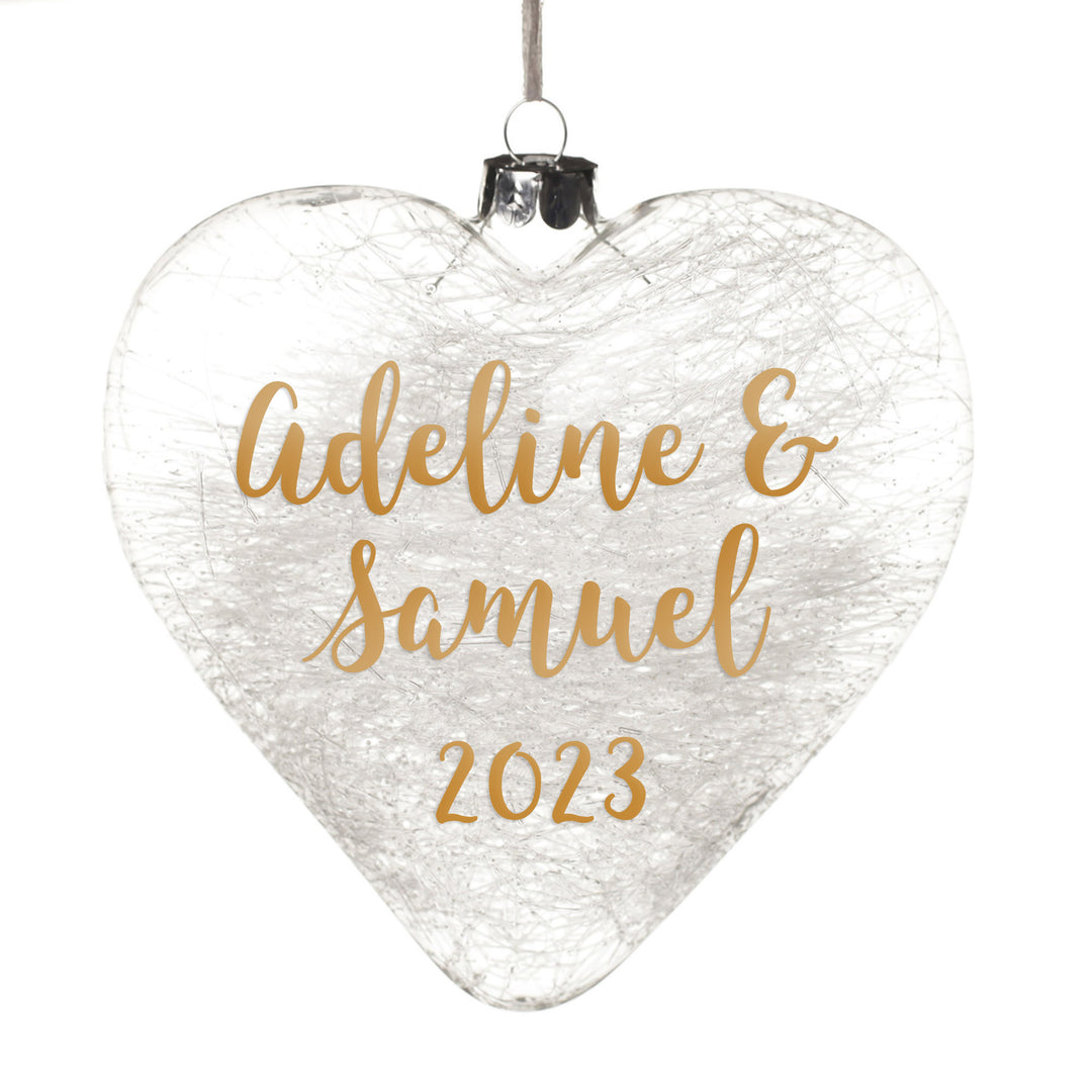 Personalised Icicle Glass Heart - Our First Christmas Together