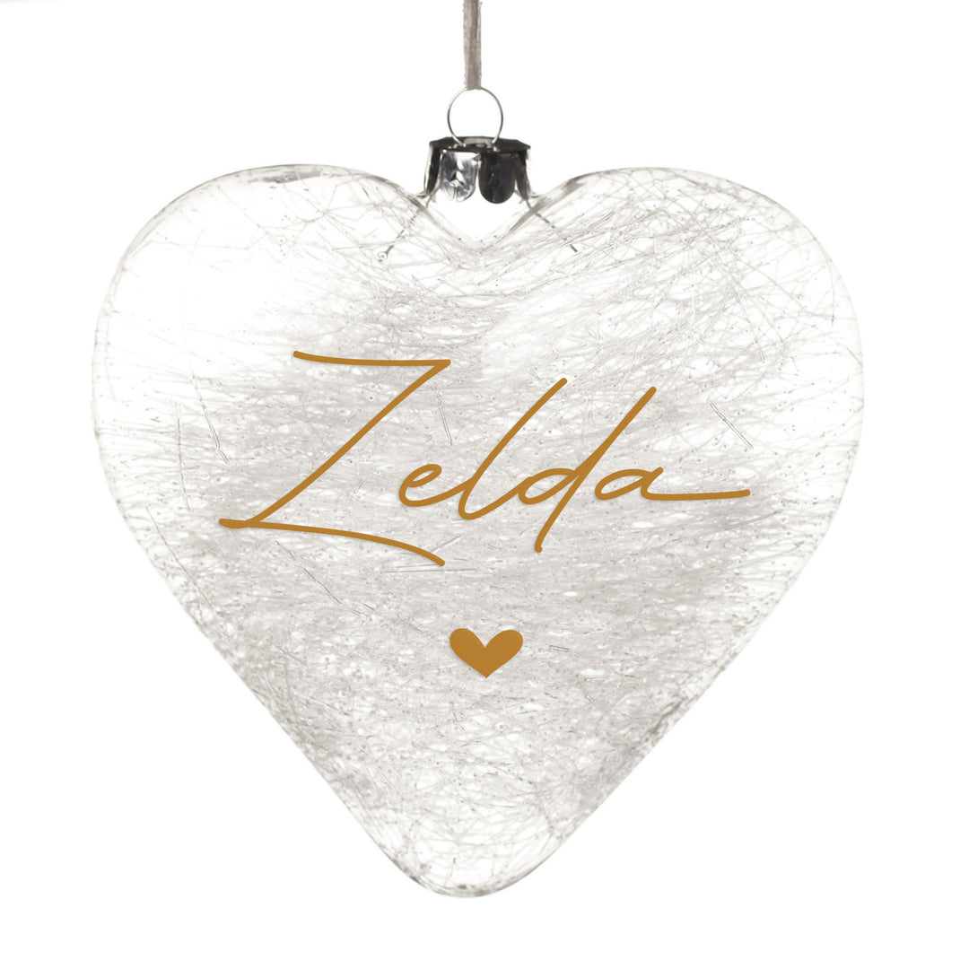 Personalised Icicle Glass Heart - All i need is Love and a Cat