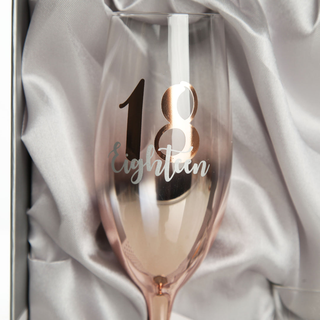 Personalised 18th Birthday Ombre Champagne Flute Detail