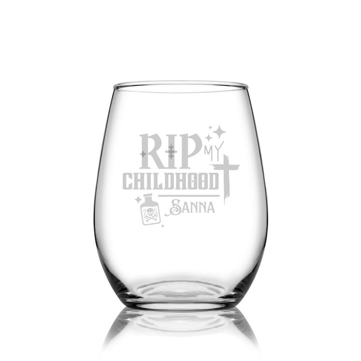 Personalised 18th Milestone Birthday Stemless Wine Glass – Pop Culture Design Laser Etched