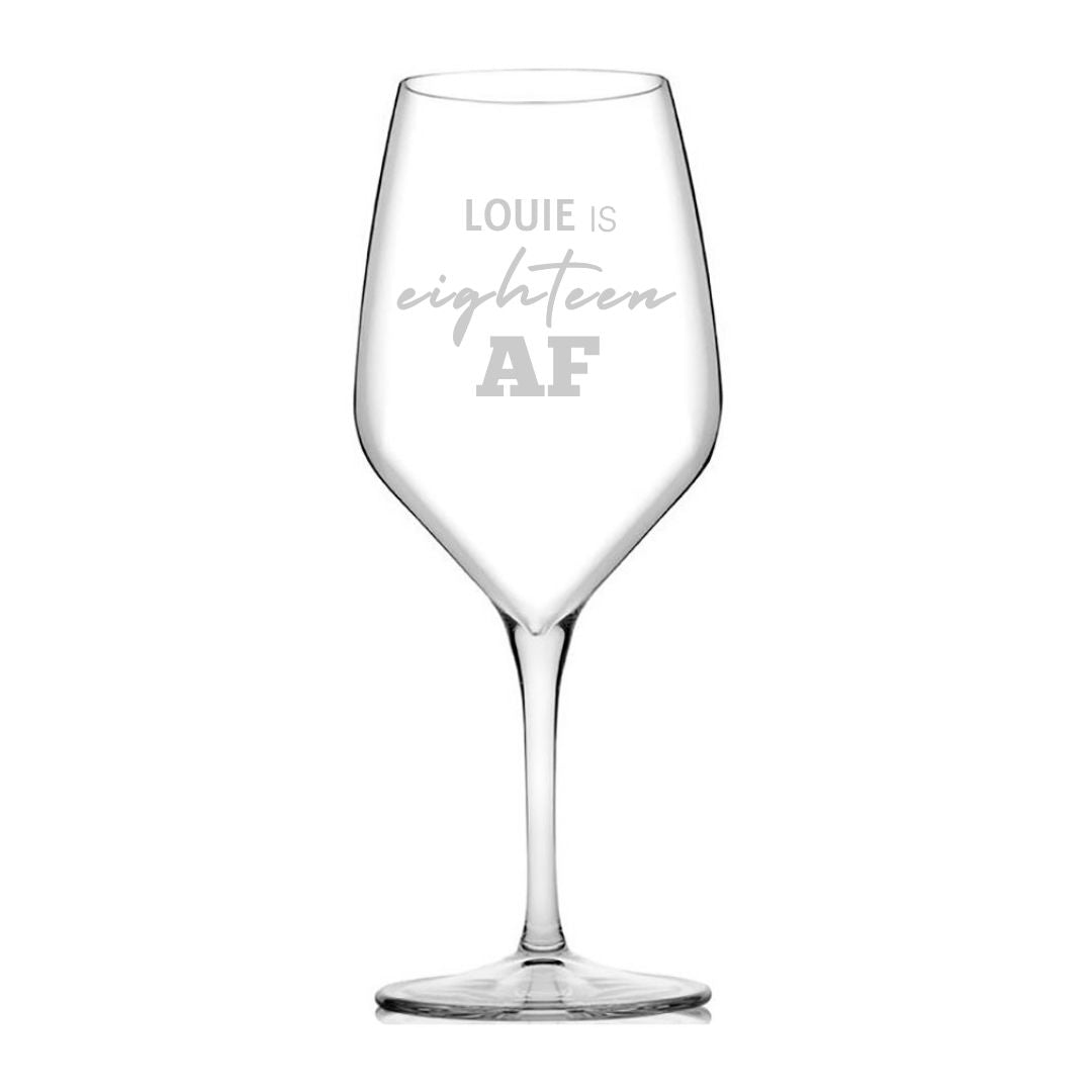 Personalised 18th Milestone Birthday Wine Glass – Pop Culture Design Laser Etched