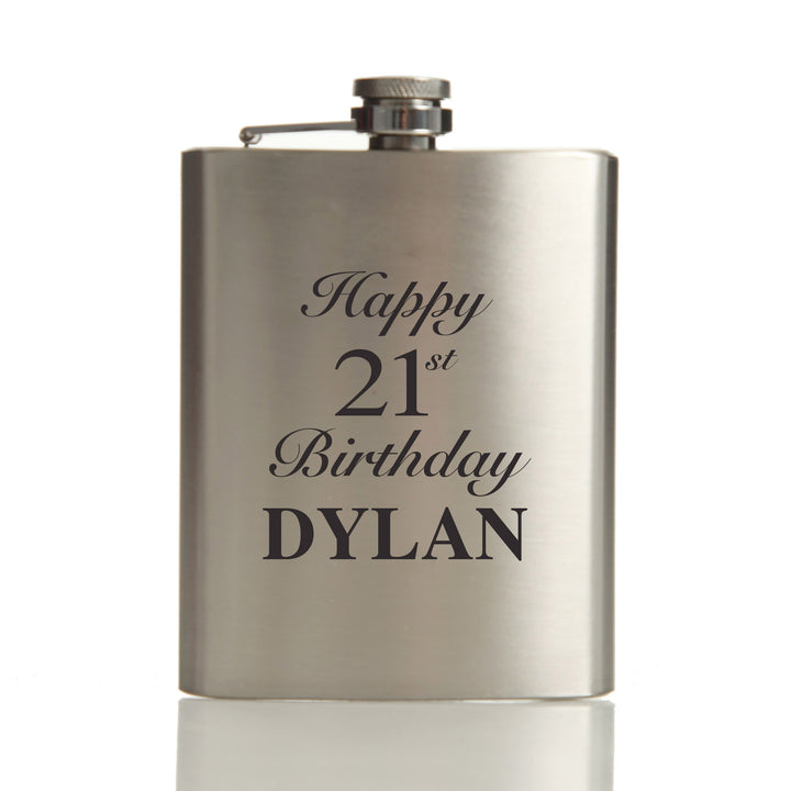 Personalised 21st Birthday Hip Flask Gift Set