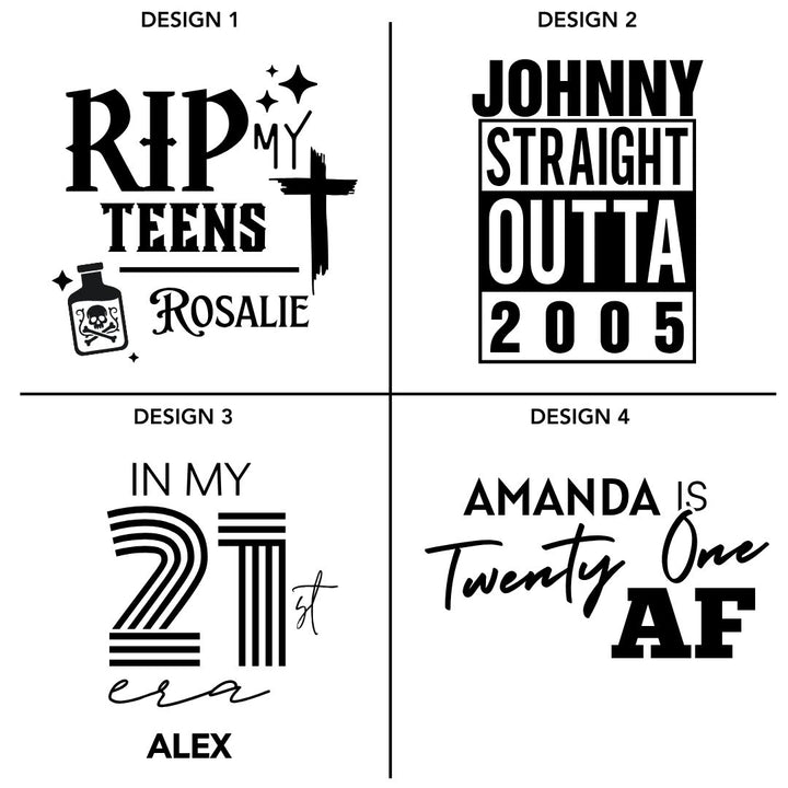 Personalised 21st Milestone Birthday Stemless Wine Glass – Pop Culture Design Laser Etched