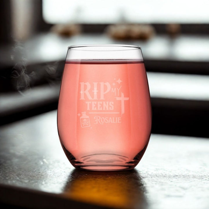 Personalised 21st Milestone Birthday Stemless Wine Glass – Pop Culture Design Laser Etched