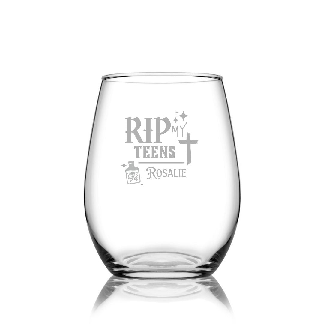 Personalised 21st Milestone Birthday Stemless Wine Glass – Pop Culture Design Laser Etched