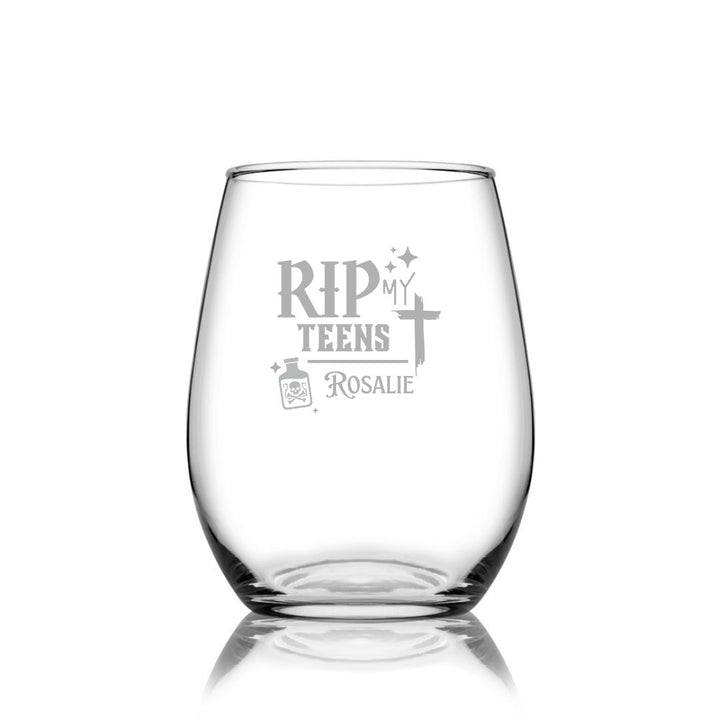 Personalised 21st Milestone Birthday Stemless Wine Glass – Pop Culture Design Laser Etched