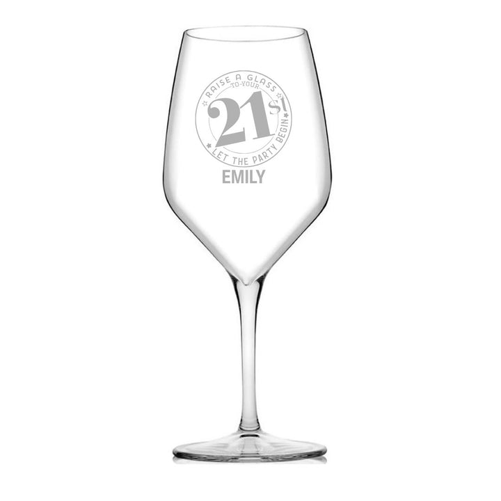 Personalised 21st Milestone Birthday Wine Glass – Fun Design Laser Etched