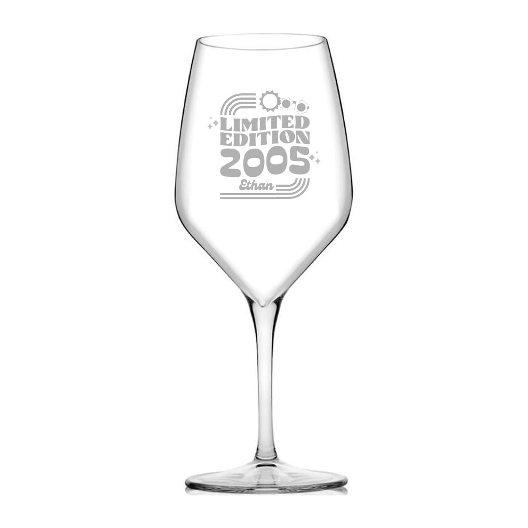 Personalised 21st Milestone Birthday Wine Glass – Fun Design Laser Etched